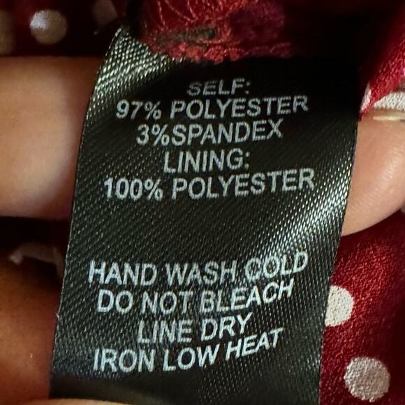 Lulus Fondest Memories Wine Red Polka Dot Sleeveless Ruffled Jumpsuit Size Med - Picture 10 of 10